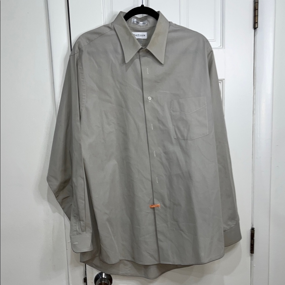 Two Van Heusen Button Down Shirts Yellow and Tan 17 XL